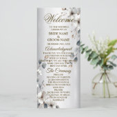 Waterverf Witte Bloemen Gouden Lijst Zilveren brui Programmakaart (Staand voorkant)