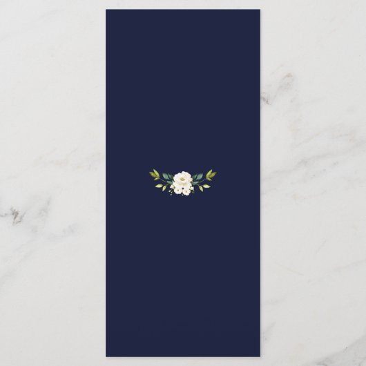 Waterverf witte bloemen groene krans bruiloft menu (Achterkant)