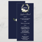Waterverf Witte Bloemen Groene Krans Trouwen Menu (Voorkant / Achterkant)
