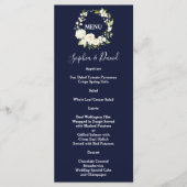 Waterverf Witte Bloemen Groene Krans Trouwen Menu (Voorkant)