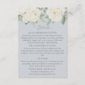 Waterverf witte bloemen, licht paster blauw informatiekaartje (Voorkant)