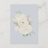 Waterverf witte bloemen, licht paster blauw informatiekaartje (Achterkant)