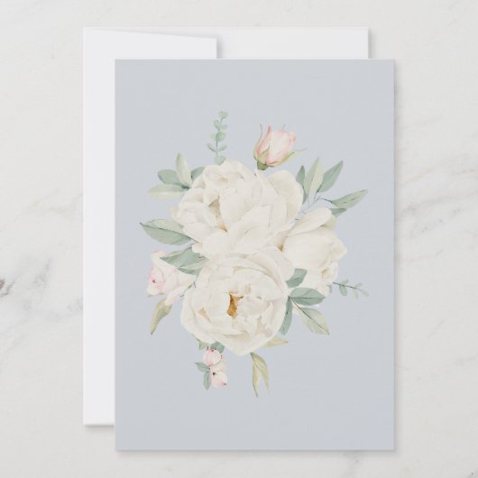 Waterverf witte bloemen, lichtblauw Bewaar de datu Kaart (Achterkant)