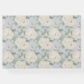 Waterverf witte bloemen, lichtblauw gastenboek (Achterkant)