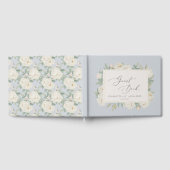 Waterverf witte bloemen, lichtblauw gastenboek (Volledig)
