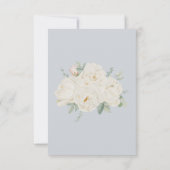 Waterverf witte bloemen, lichtblauw RSVP kaartje (Achterkant)