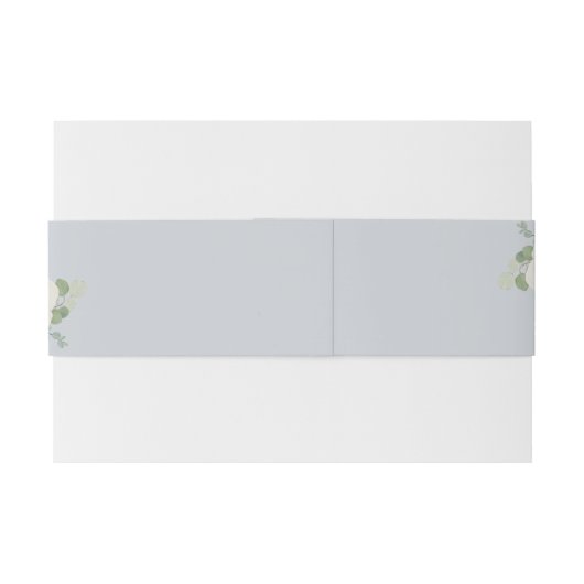 Waterverf witte bloemen, lichtblauwe bruiloft uitnodigingen wikkel (Achterkant Voorbeeld)