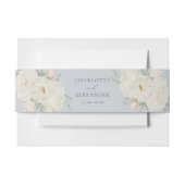 Waterverf witte bloemen, lichtblauwe bruiloft uitnodigingen wikkel (Voorkant Voorbeeld)