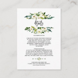 Waterverf Witte Bloemen Lijst Trouwdetails Informatiekaartje