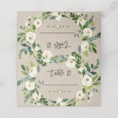 Waterverf Witte Bloemen Linnen Canvas Trouwen Plaatskaartje (Buitenkant ongevouwen)