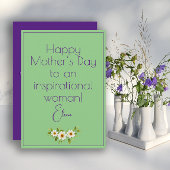 Waterverf witte bloemen moeder groene kaart