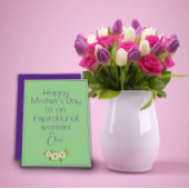 Waterverf witte bloemen moeder groene kaart