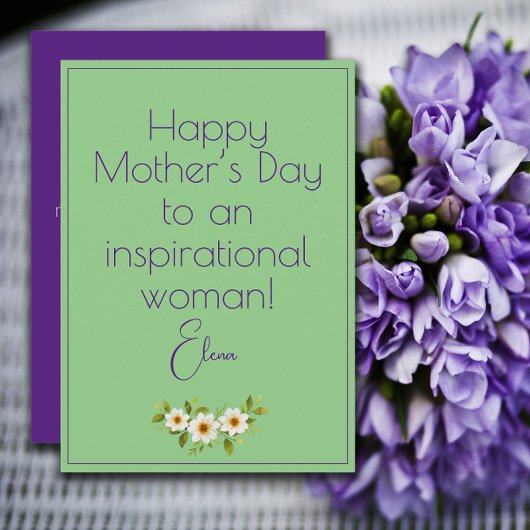 Waterverf witte bloemen moeder groene kaart