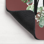  waterverf witte bloemen Monogram Burgundy Muismat (Hoek)