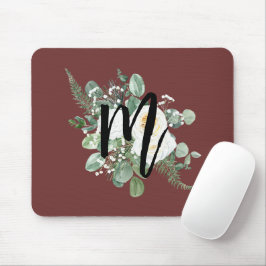 waterverf witte bloemen Monogram Burgundy Muismat