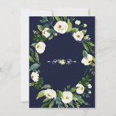 Waterverf Witte Bloemen Navy Blauwe Oefen Diner Kaart (Achterkant)