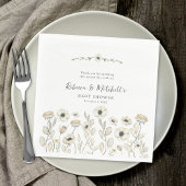 Waterverf Witte Bloemen neutraal gender baby showe Servet