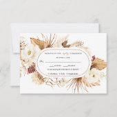 Waterverf Witte Bloemen Pampas Gras Verjaardag RSVP Kaartje (Voorkant)