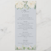 Waterverf witte bloemen, pastelblauw menu (Voorkant)