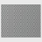 Waterverf Witte Bloemen Patroon Grijs Cadeaupapier (Vlak)
