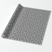 Waterverf Witte Bloemen Patroon Grijs Cadeaupapier (Uitgerold)