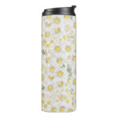 waterverf witte bloemen patroon thermosbeker (Gedraaid links)