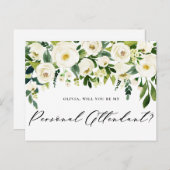 Waterverf Witte Bloemen Persoonlijke Begeleider Uitnodiging Briefkaart (Voorkant / Achterkant)