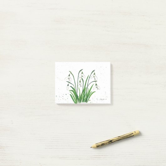 Waterverf witte bloemen post-it® notes (Op bureau)