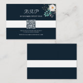 Waterverf witte bloemen QR scan RSVP Notitiekaartje (Voorkant / Achterkant)