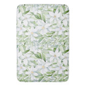 Waterverf Witte Bloemen Salie Groen Blad Badmat (Voorkant Verticaal)