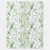  Waterverf Witte Bloemen Salie Groen Blad Fleece Deken (Voorkant)
