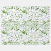  Waterverf Witte Bloemen Salie Groen Blad Fleece Deken (Voorkant (Horizontaal))