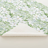 Waterverf Witte Bloemen Salie Groen Blad Sherpa Deken (3/4)