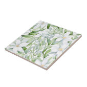  Waterverf Witte Bloemen Salie Groen Blad Tegeltje (Zijkant)