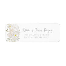 Waterverf witte bloemen Script-adreslabel