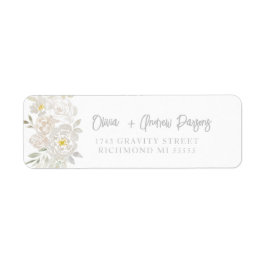 Waterverf witte bloemen Script-adreslabel Etiket