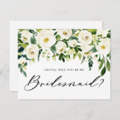 Waterverf witte bloemen... uitnodiging briefkaart (Voorkant / Achterkant)