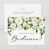 Waterverf witte bloemen... uitnodiging briefkaart (Voorkant / Achterkant)