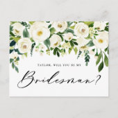 Waterverf witte bloemen... uitnodiging briefkaart (Voorkant)