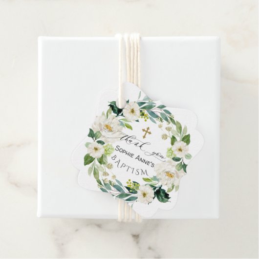 Waterverf Witte bloemen Warm kruis Bedankjes Labels (In situ)