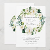 Waterverf Witte bloemen Warm kruis Kaart (Voorkant / Achterkant)