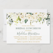 Waterverf Witte Bloemen Wijze Groene Bruids Lunche Kaart (Voorkant)