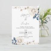 waterverf witte bloemenbruiloft uitnodigingen (Staand voorkant)
