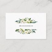 Waterverf Witte Bloemenframe Trouwwebsite Visitekaartje (Achterkant)
