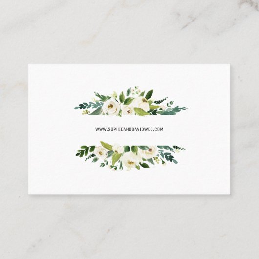 Waterverf Witte Bloemenframe Trouwwebsite Visitekaartje (Achterkant)