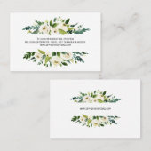 Waterverf Witte Bloemenframe Trouwwebsite Visitekaartje (Voorkant / Achterkant)