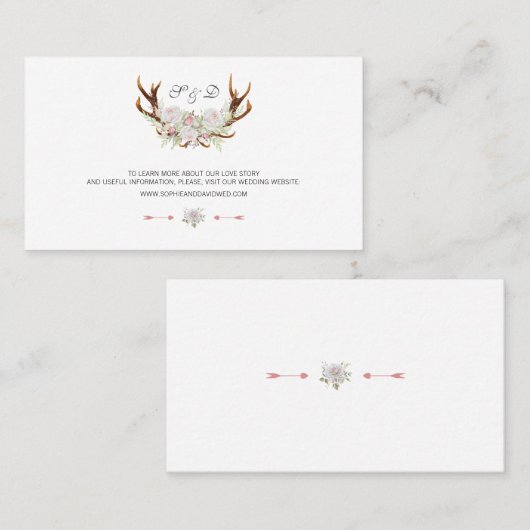 Waterverf Witte Bloemengewei Huwelijkswebsite Visitekaartje (Voorkant / Achterkant)