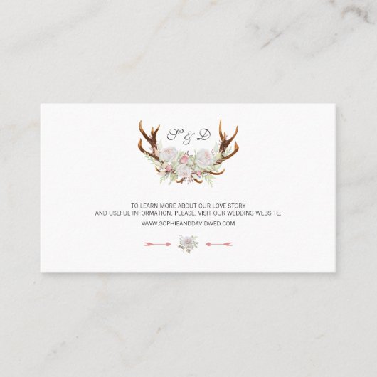Waterverf Witte Bloemengewei Huwelijkswebsite Visitekaartje (Voorkant)