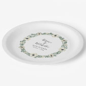 Waterverf Witte Bloemenkrans baby shower Papieren Bordje (Gekanteld)