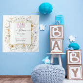 Waterverf Witte Bloemige Baby Shower Wandkleed